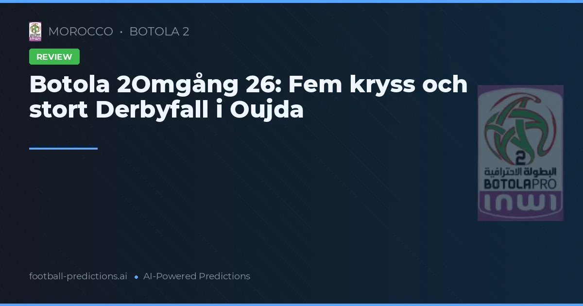 Botola 2Omgång 26: Fem kryss och stort Derbyfall i Oujda
