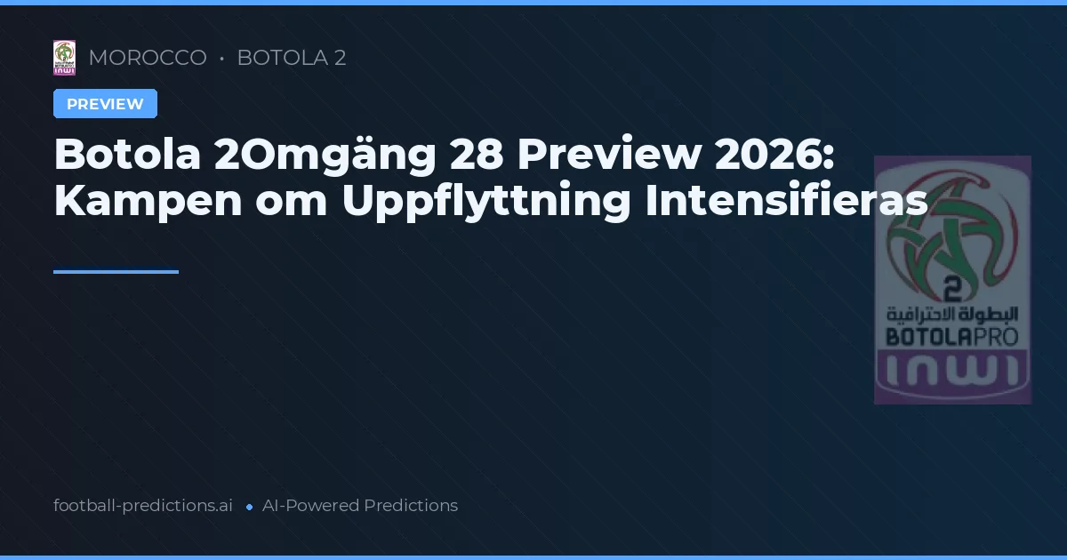 Botola 2Omgäng 28 Preview 2026: Kampen om Uppflyttning Intensifieras