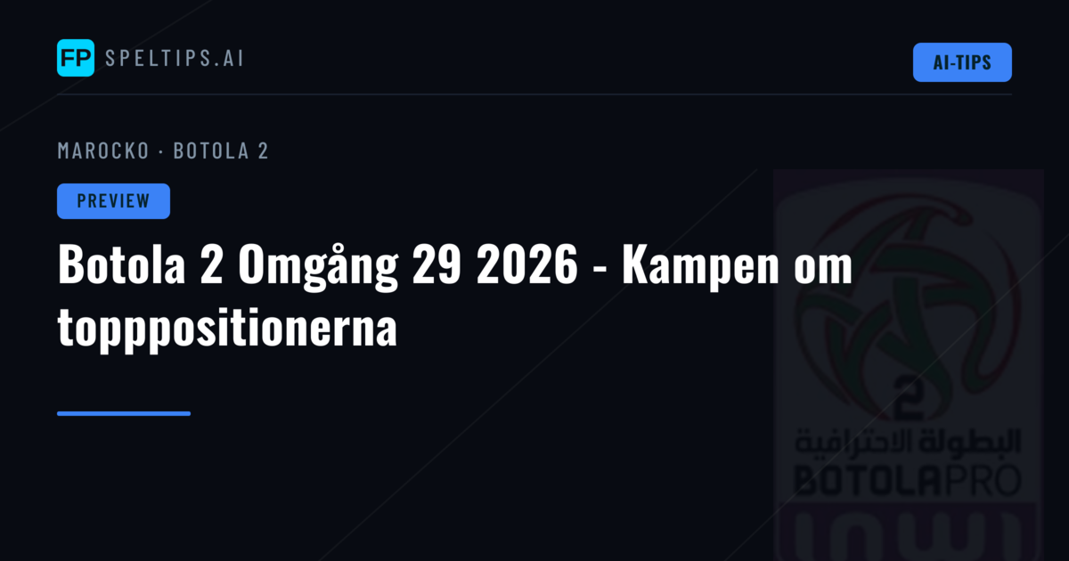 Botola 2 Omgång 29 2026 - Kampen om topppositionerna