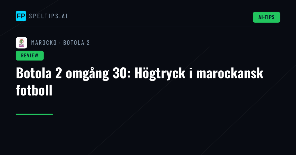 Botola 2 omgång 30: Högtryck i marockansk fotboll
