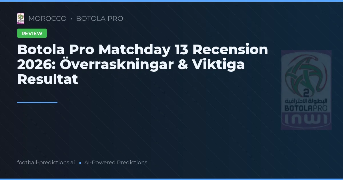 Botola Pro Matchday 13 Recension 2026: Överraskningar & Viktiga Resultat