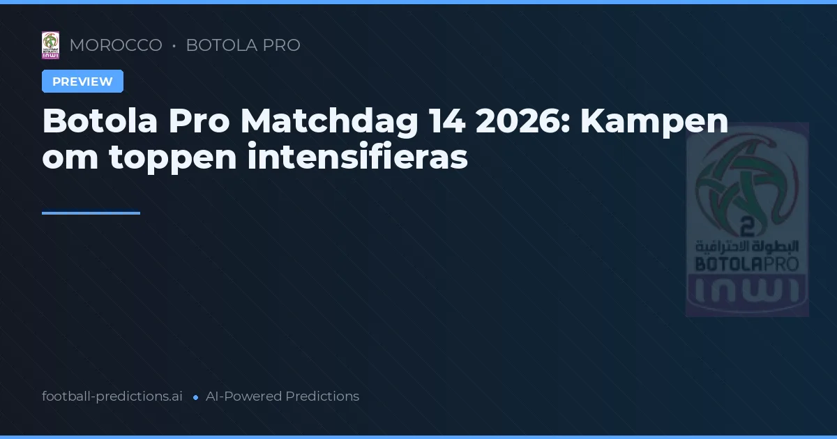 Botola Pro Matchdag 14 2026: Kampen om toppen intensifieras