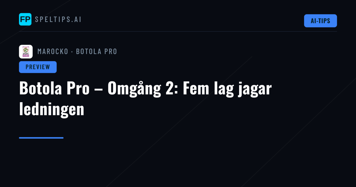 Botola Pro – Omgång 2: Fem lag jagar ledningen