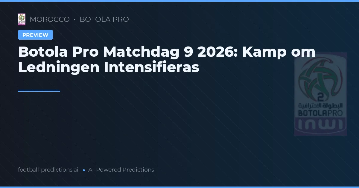 Botola Pro Matchdag 9 2026: Kamp om Ledningen Intensifieras