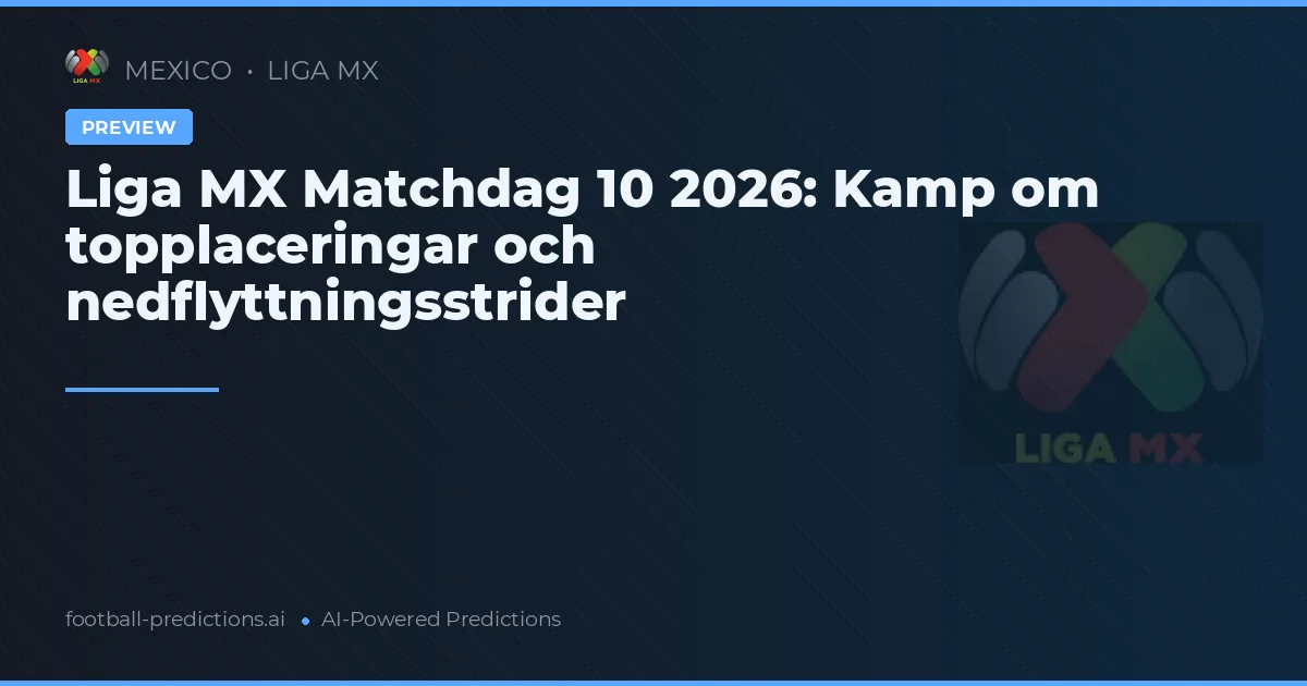 Liga MX Matchdag 10 2026: Kamp om topplaceringar och nedflyttningsstrider