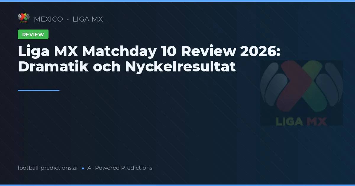 Liga MX Matchday 10 Review 2026: Dramatik och Nyckelresultat