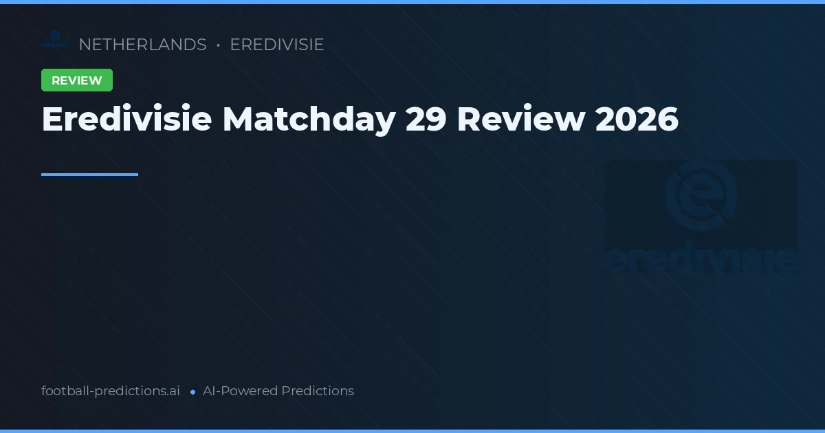Eredivisie Matchday 29 Review 2026
