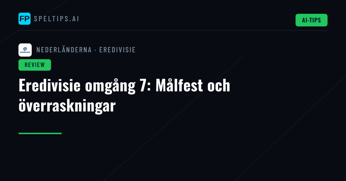 Eredivisie omgång 7: Målfest och överraskningar