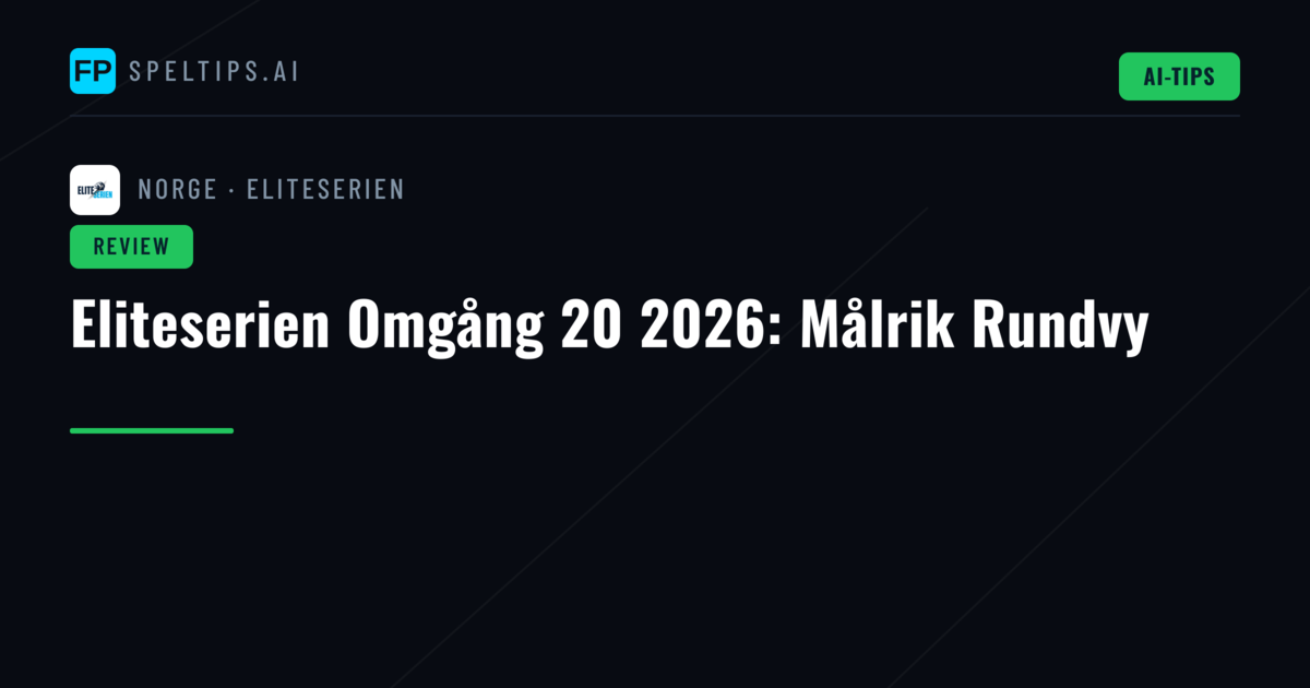 Eliteserien Omgång 20 2026: Målrik Rundvy