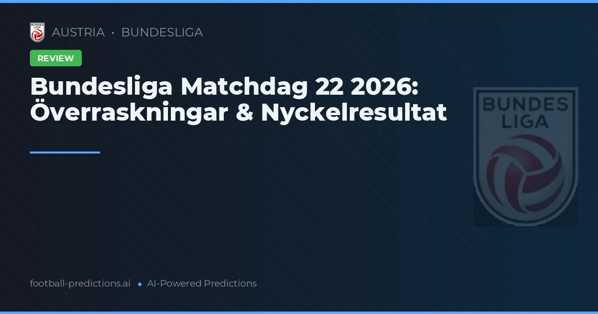 Bundesliga Matchdag 22 2026: Överraskningar & Nyckelresultat