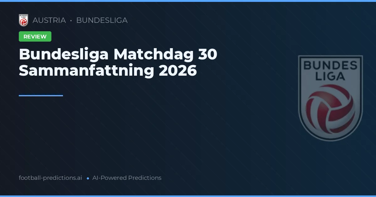 Bundesliga Matchdag 30 Sammanfattning 2026