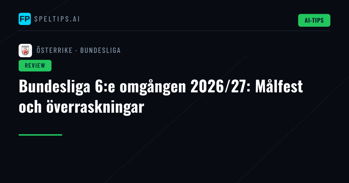 Bundesliga 6:e omgången 2026/27: Målfest och överraskningar