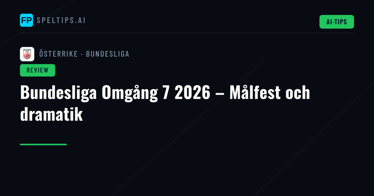 Bundesliga Omgång 7 2026 – Målfest och dramatik