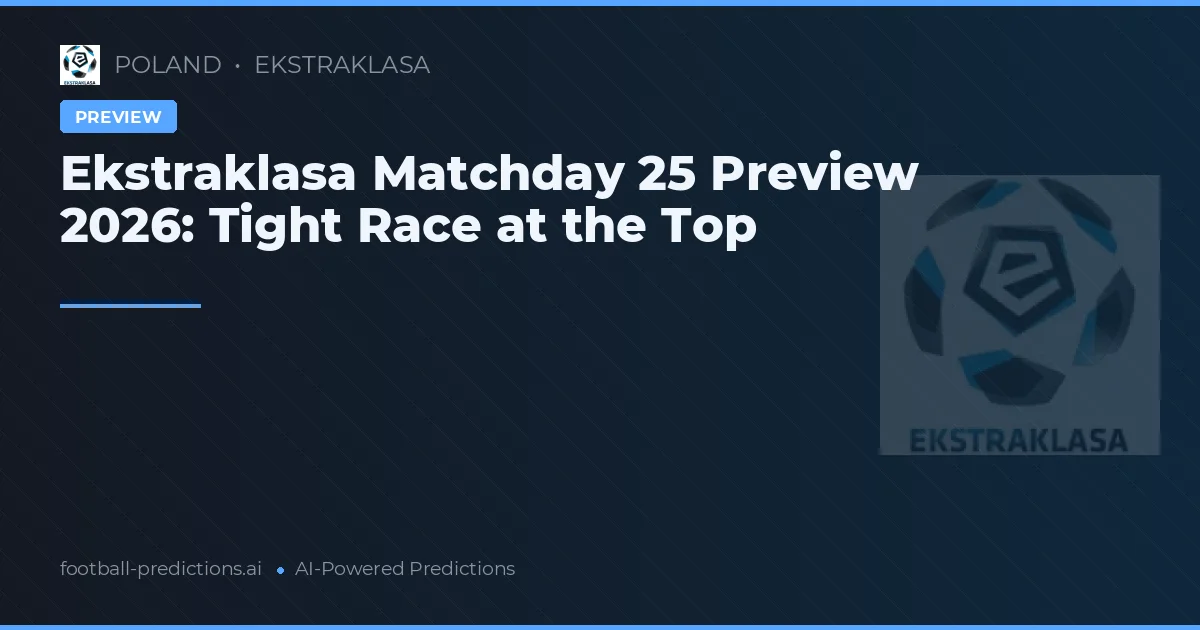Ekstraklasa Matchday 25 Preview 2026: Tight Race at the Top