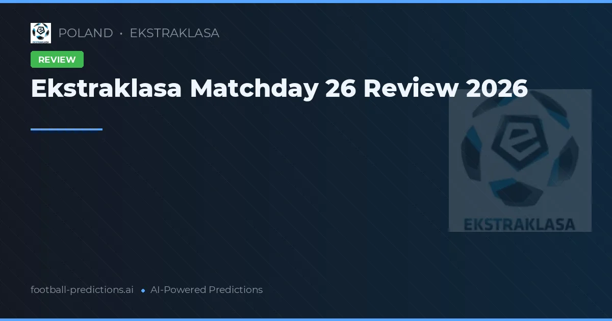 Ekstraklasa Matchday 26 Review 2026