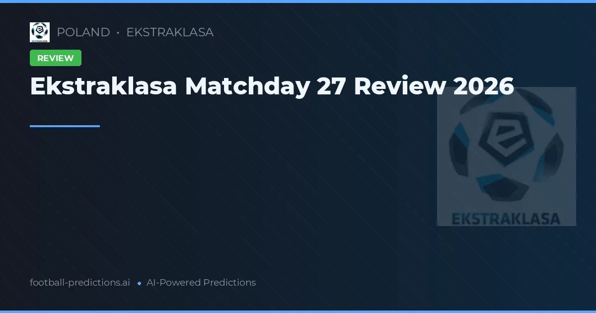 Ekstraklasa Matchday 27 Review 2026