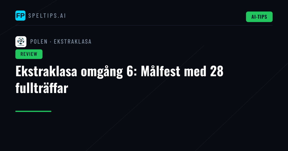 Ekstraklasa omgång 6: Målfest med 28 fullträffar