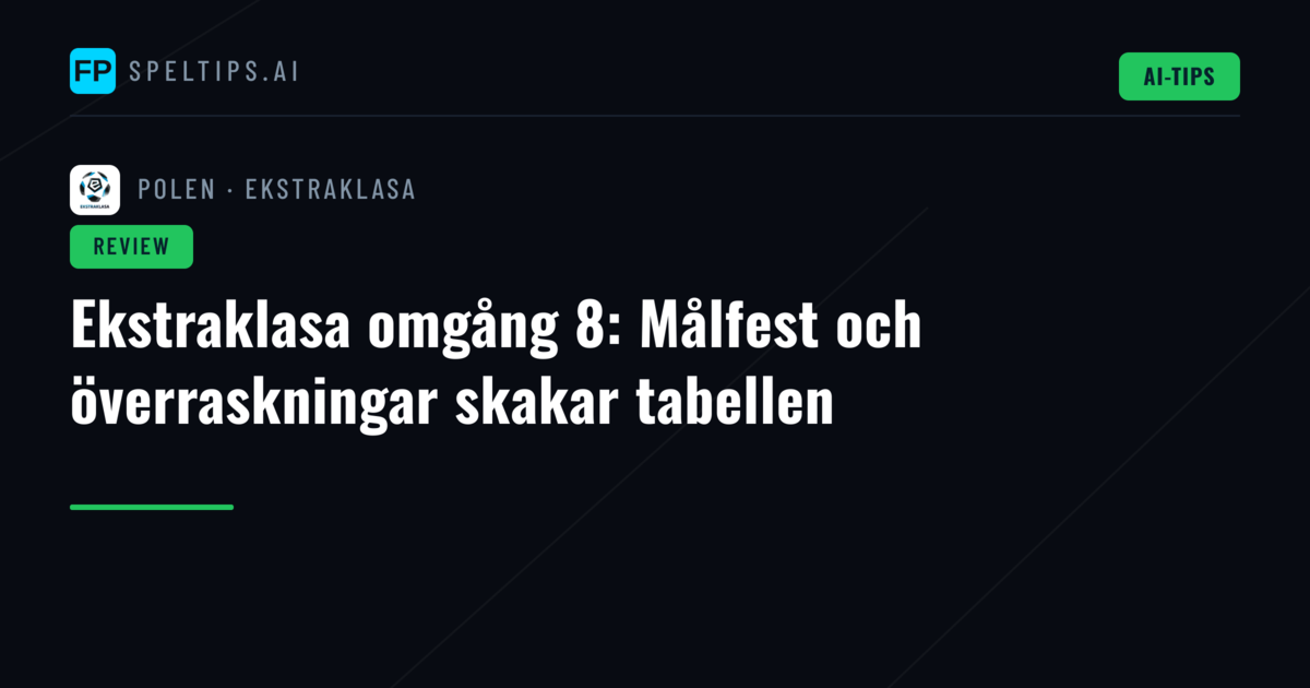 Ekstraklasa omgång 8: Målfest och överraskningar skakar tabellen