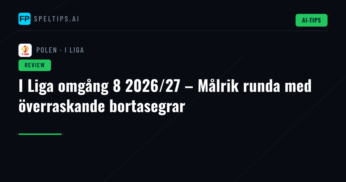 I Liga omgång 8 2026/27 – Målrik runda med överraskande bortasegrar