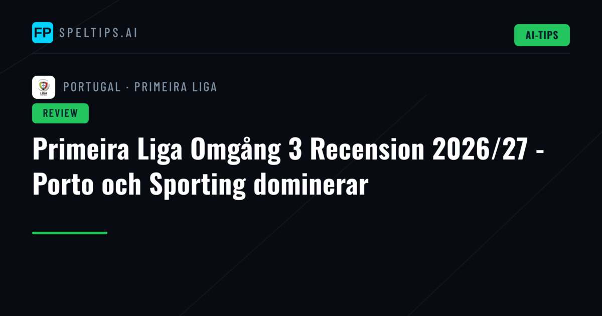 Primeira Liga Omgång 3 Recension 2026/27 - Porto och Sporting dominerar