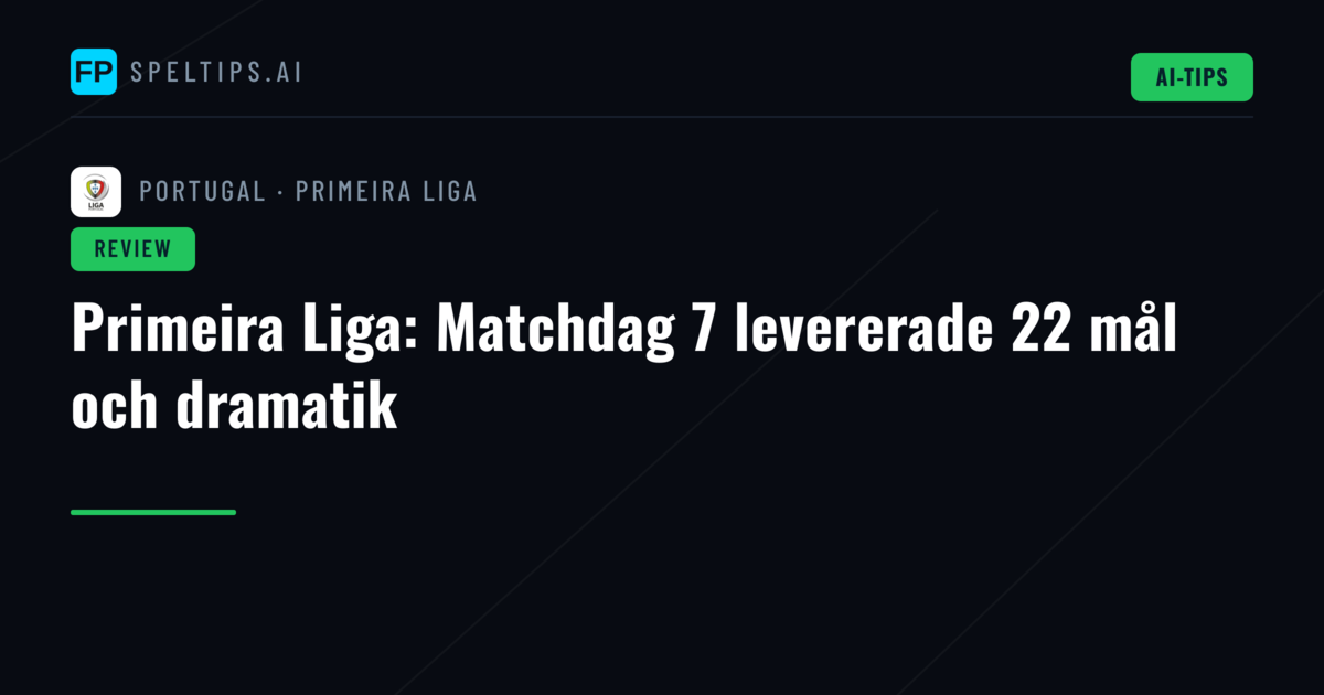 Primeira Liga: Matchdag 7 levererade 22 mål och dramatik