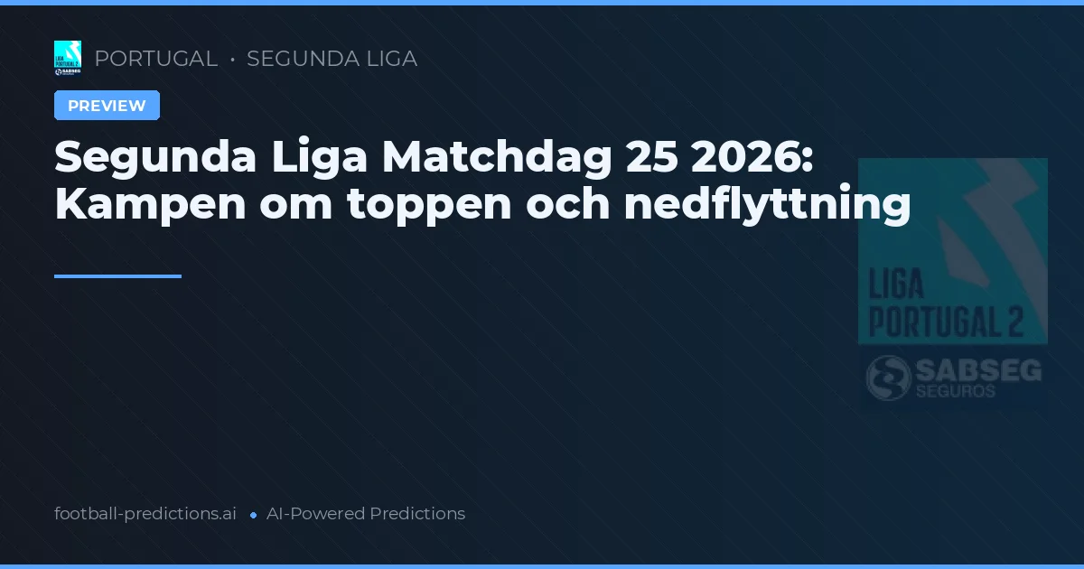 Segunda Liga Matchdag 25 2026: Kampen om toppen och nedflyttning