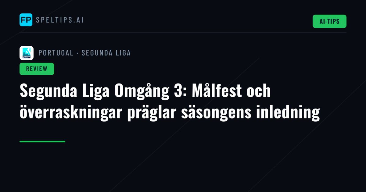 Segunda Liga Omgång 3: Målfest och överraskningar präglar säsongens inledning