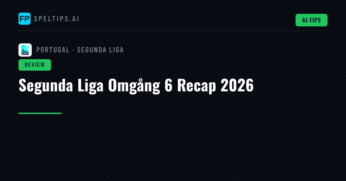 Segunda Liga Omgång 6 Recap 2026