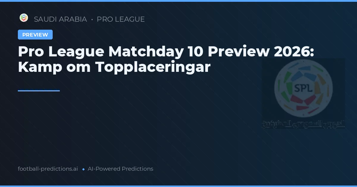 Pro League Matchday 10 Preview 2026: Kamp om Topplaceringar