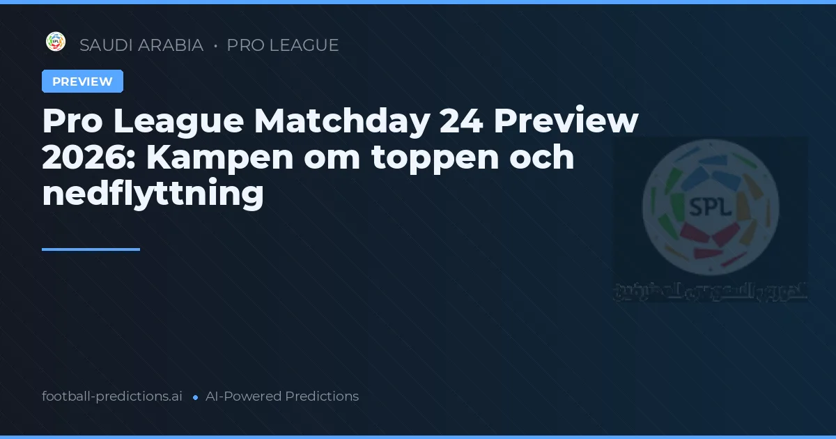 Pro League Matchday 24 Preview 2026: Kampen om toppen och nedflyttning