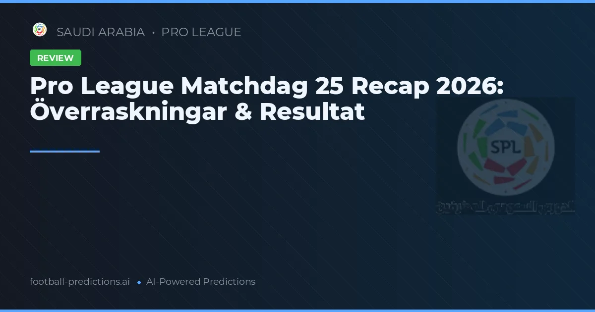 Pro League Matchdag 25 Recap 2026: Överraskningar & Resultat