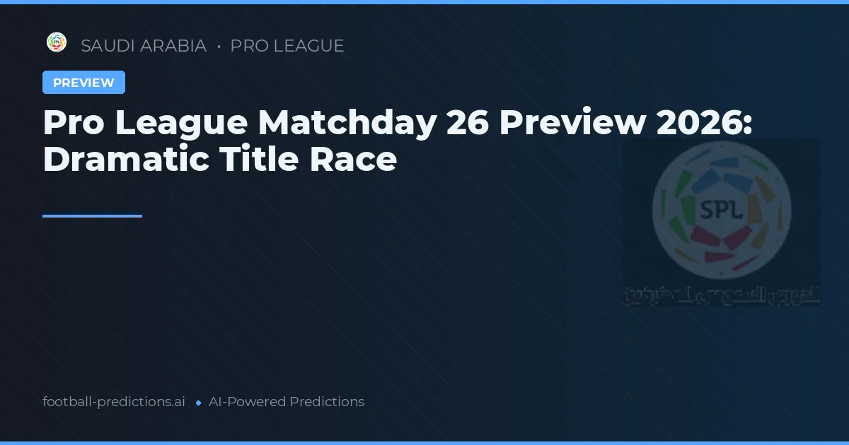 Pro League Matchday 26 Preview 2026: Dramatic Title Race