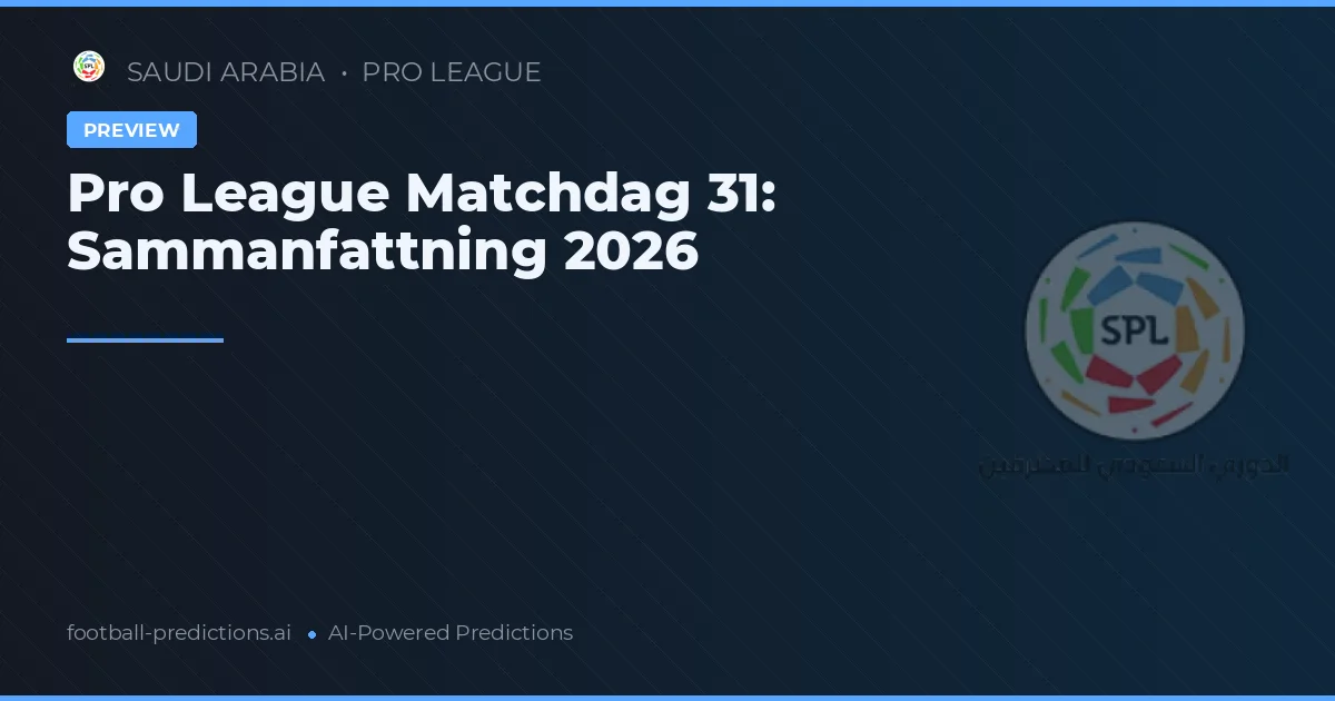 Pro League Matchdag 31: Sammanfattning 2026