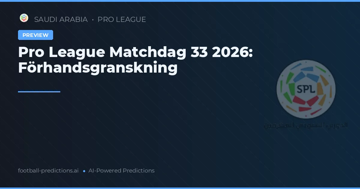 Pro League Matchdag 33 2026: Förhandsgranskning