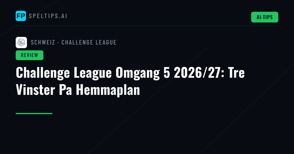 Challenge League Omgang 5 2026/27: Tre Vinster Pa Hemmaplan