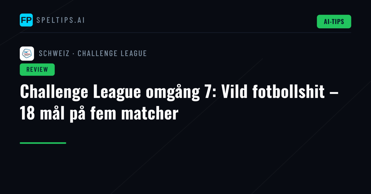 Challenge League omgång 7: Vild fotbollshit – 18 mål på fem matcher