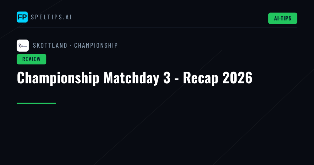 Championship Matchday 3 - Recap 2026