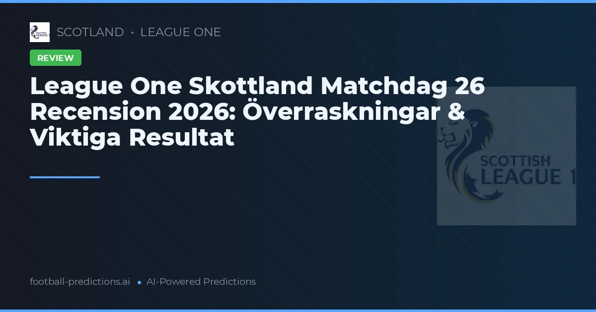League One Skottland Matchdag 26 Recension 2026: Överraskningar & Viktiga Resultat