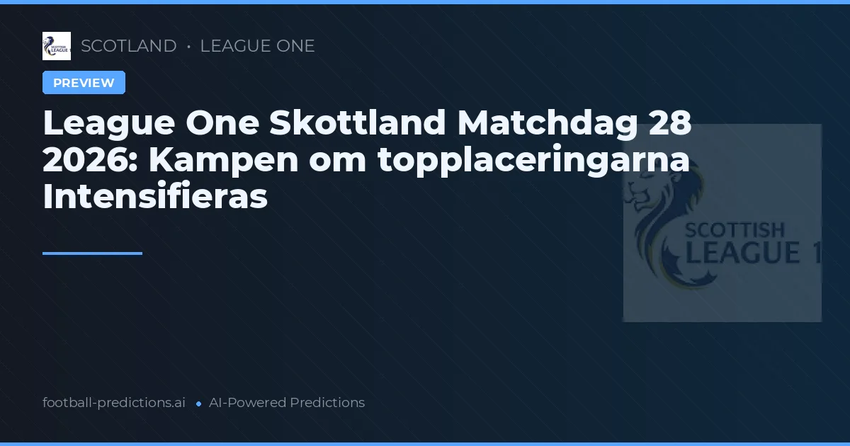 League One Skottland Matchdag 28 2026: Kampen om topplaceringarna Intensifieras