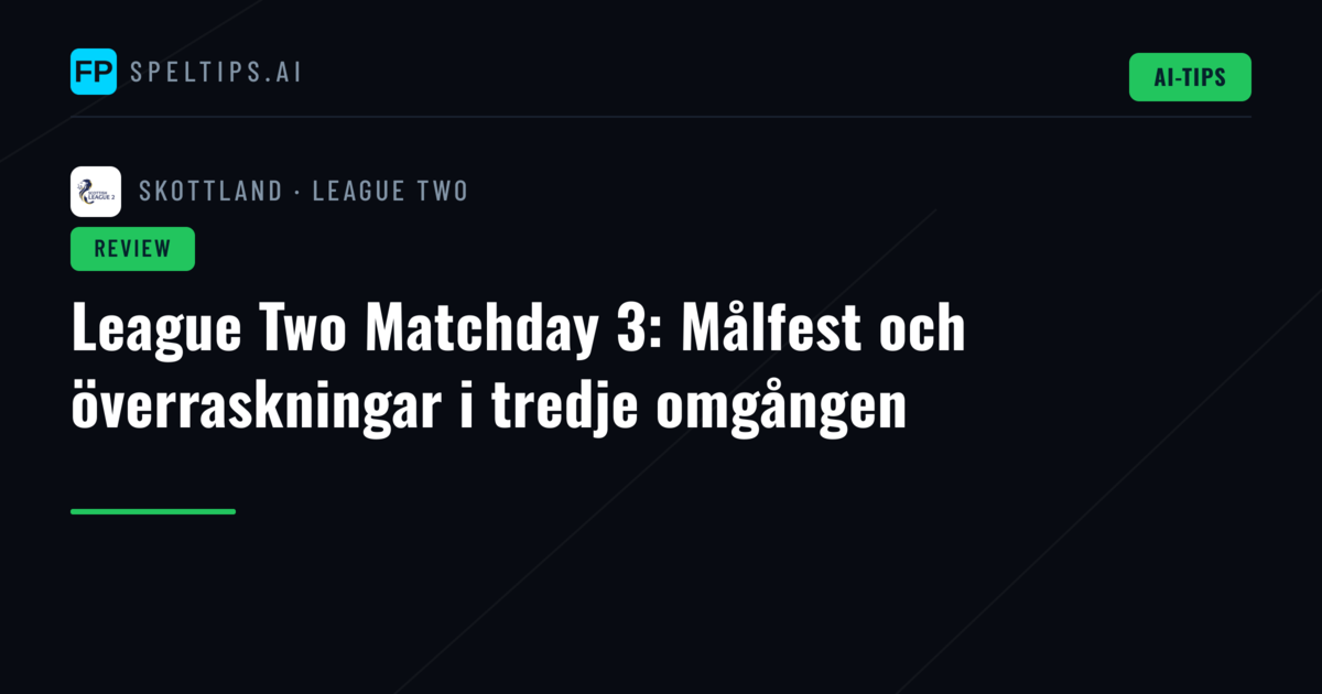 League Two Matchday 3: Målfest och överraskningar i tredje omgången