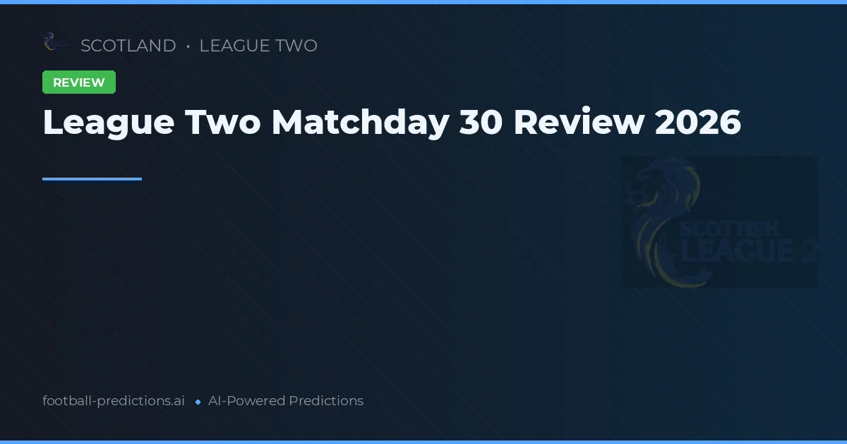 League Two Matchday 30 Review 2026