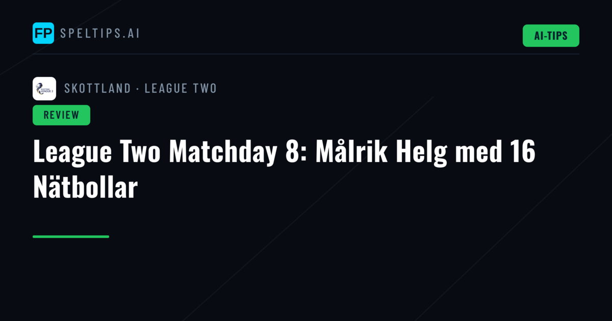 League Two Matchday 8: Målrik Helg med 16 Nätbollar
