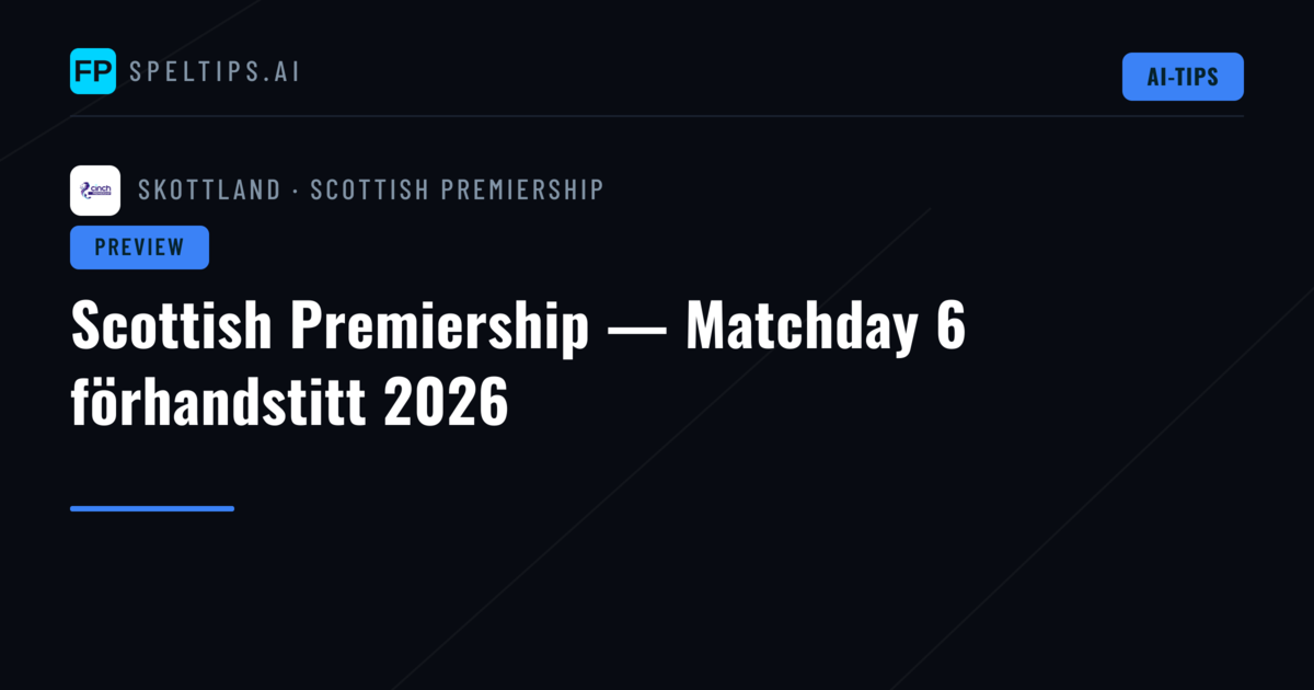 Scottish Premiership — Matchday 6 förhandstitt 2026