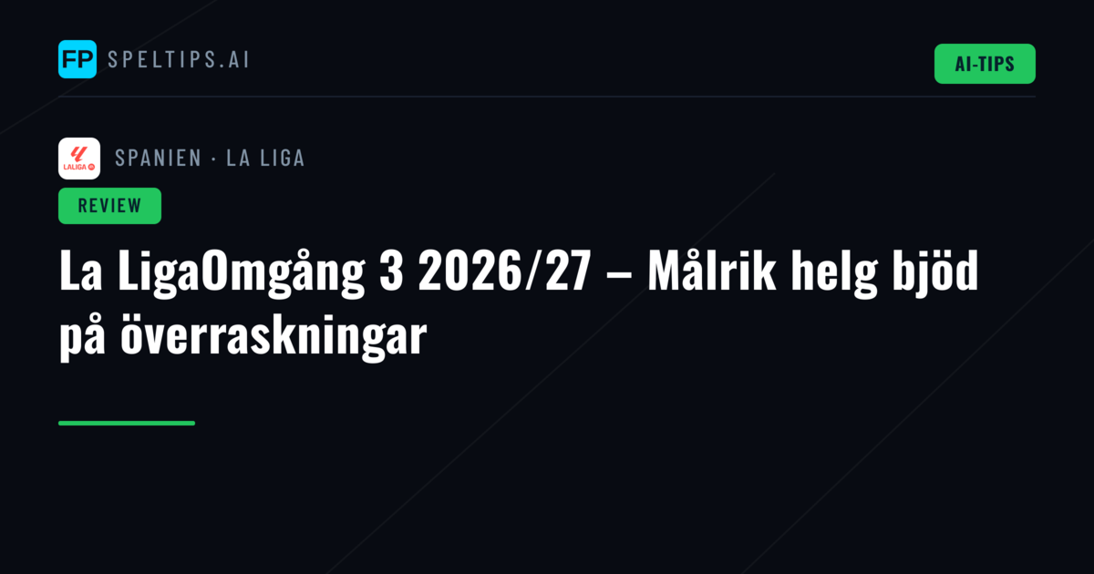 La LigaOmgång 3 2026/27 – Målrik helg bjöd på överraskningar