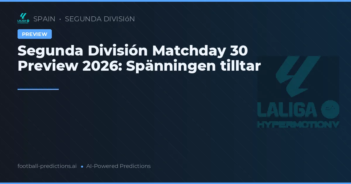 Segunda División Matchday 30 Preview 2026: Spänningen tilltar