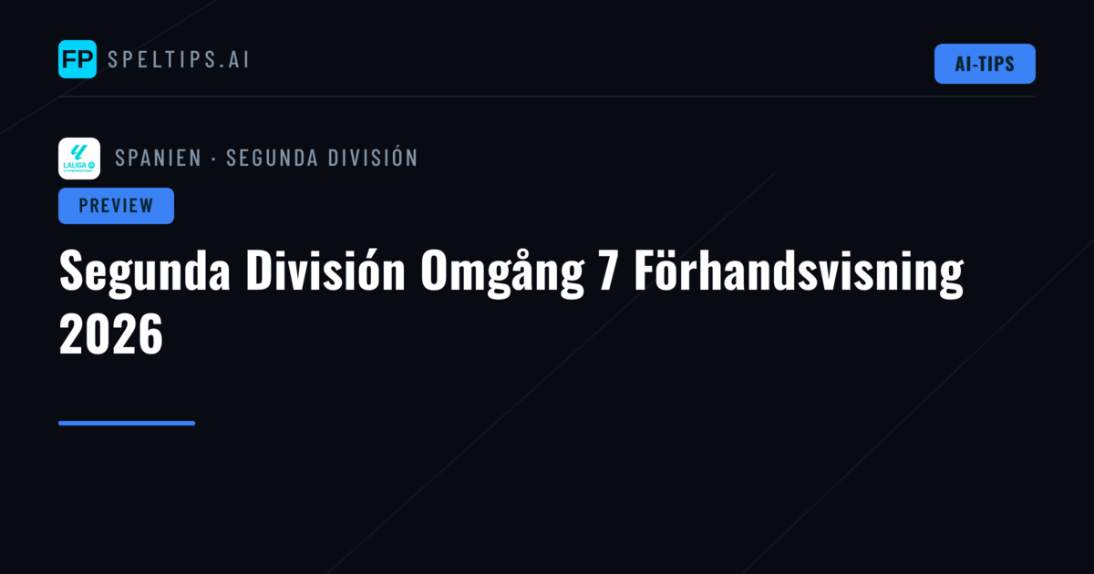 Segunda División Omgång 7 Förhandsvisning 2026