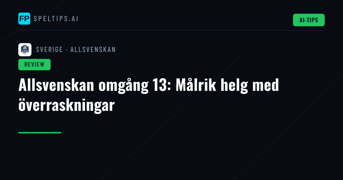 Allsvenskan omgång 13: Målrik helg med överraskningar