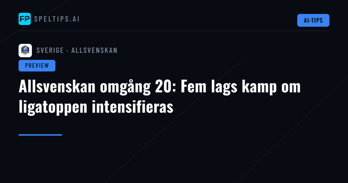 Allsvenskan omgång 20: Fem lags kamp om ligatoppen intensifieras