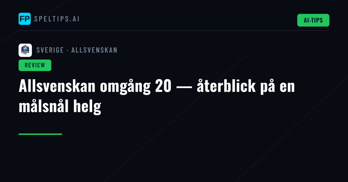 Allsvenskan omgång 20 — återblick på en målsnål helg