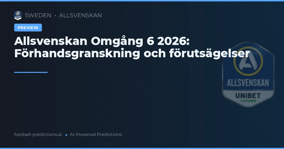 Allsvenskan Omgång 6 2026: Förhandsgranskning och förutsägelser
